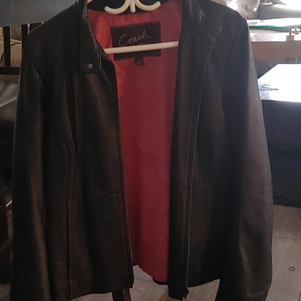 Coach leather moto jacket